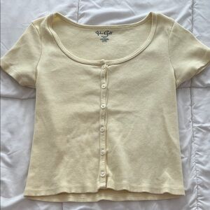Brandy Melville Yellow Button-Up Top